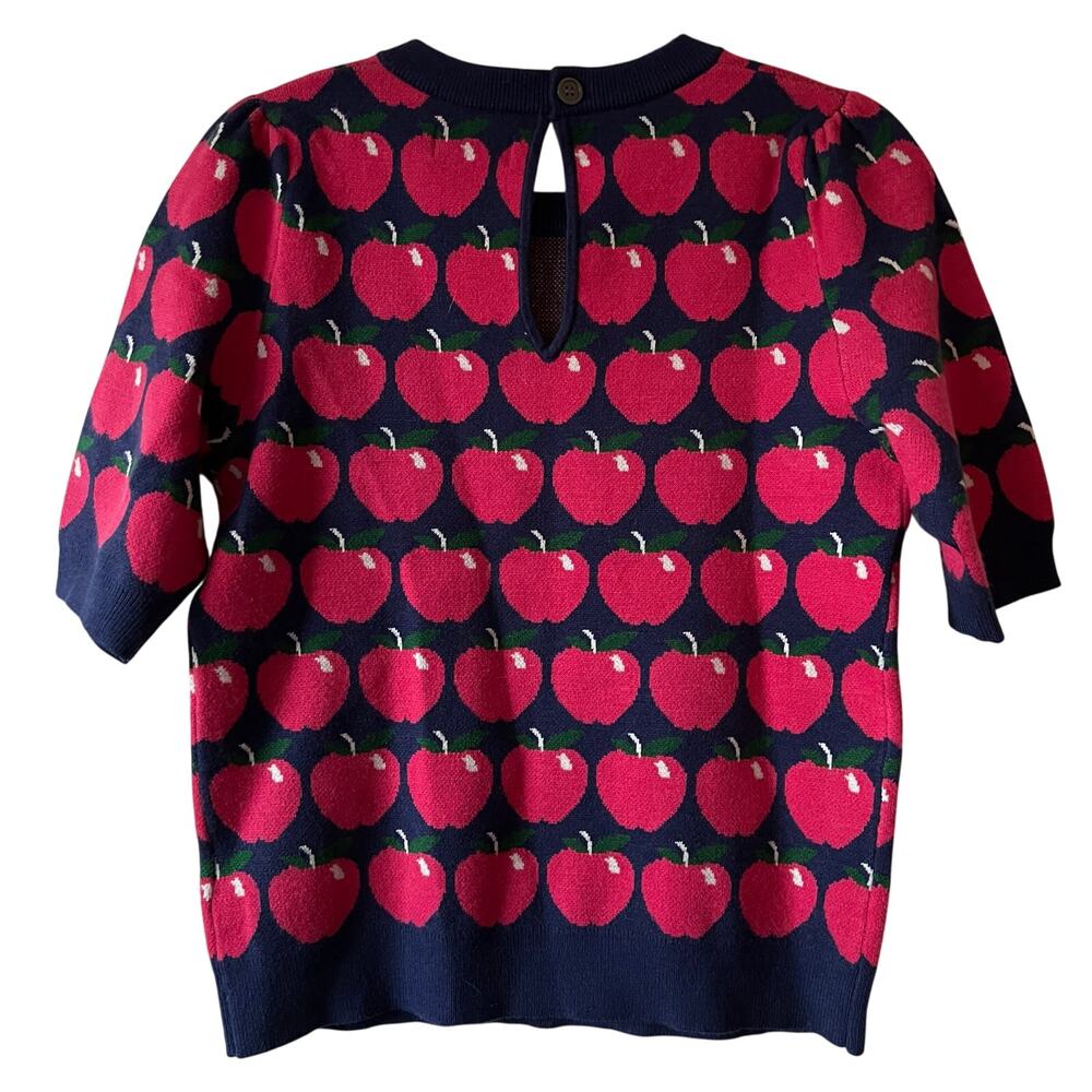 Anthropologie Maeve Puff Short Sleeve Apple Sweater Size Extra Small - Picture 2 of 6